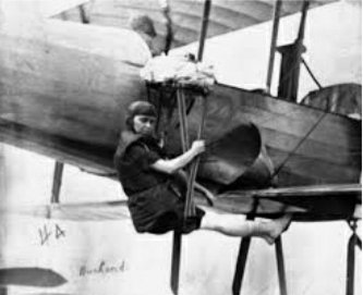 Tiny began performing skydives and parachute stunts from the balloon. She became the first woman to parachute from an airplane at Chicago's Grant Park in Sep, 1912, from the plane of Glenn L. Martin. The official credited jump occured on June 21, 1913, over Los Angeles.4/