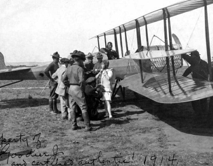 Tiny began performing skydives and parachute stunts from the balloon. She became the first woman to parachute from an airplane at Chicago's Grant Park in Sep, 1912, from the plane of Glenn L. Martin. The official credited jump occured on June 21, 1913, over Los Angeles.4/