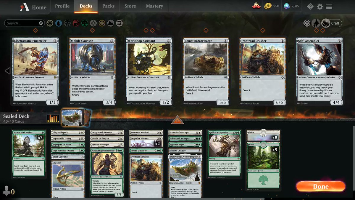yerauldamtg's tweet photo. Kaladesh remastered is a blast first pool went 7-0 big boat is OP. https://t.co/jlPeAdewXO