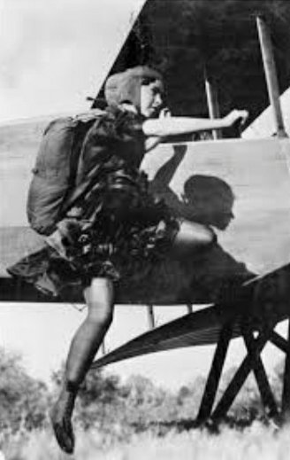 Tiny also became the first woman to make a parachute jump into water. In 1914 she demonstrated parachutes to the U.S Army. The army at the time had a fleet of small, hazard-prone aircraft. Reluctant at first, they watched Tiny jump from the planes and drop from the sky. 5/