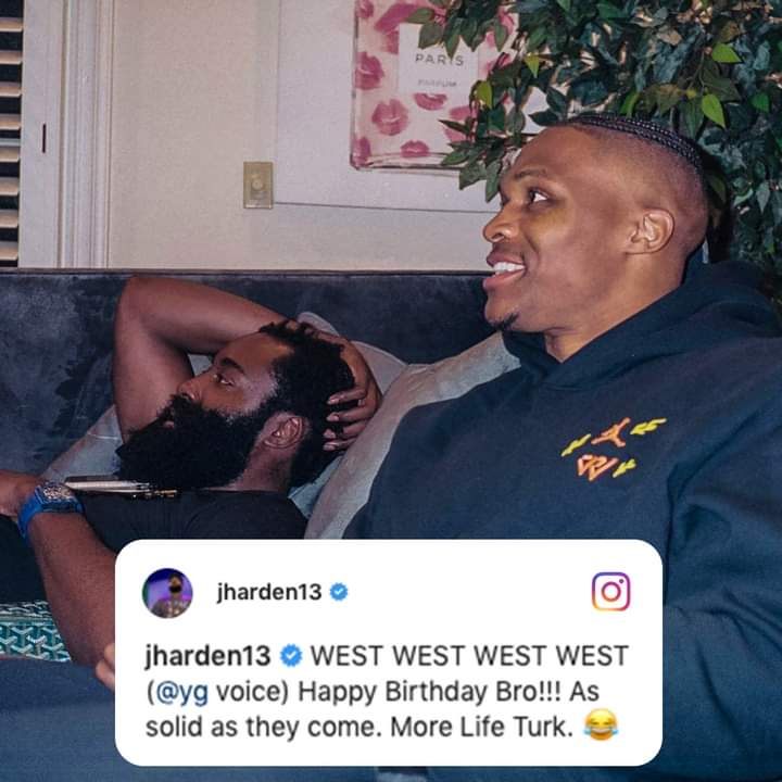 James Harden wishes Russell Westbrook a happy birthday 