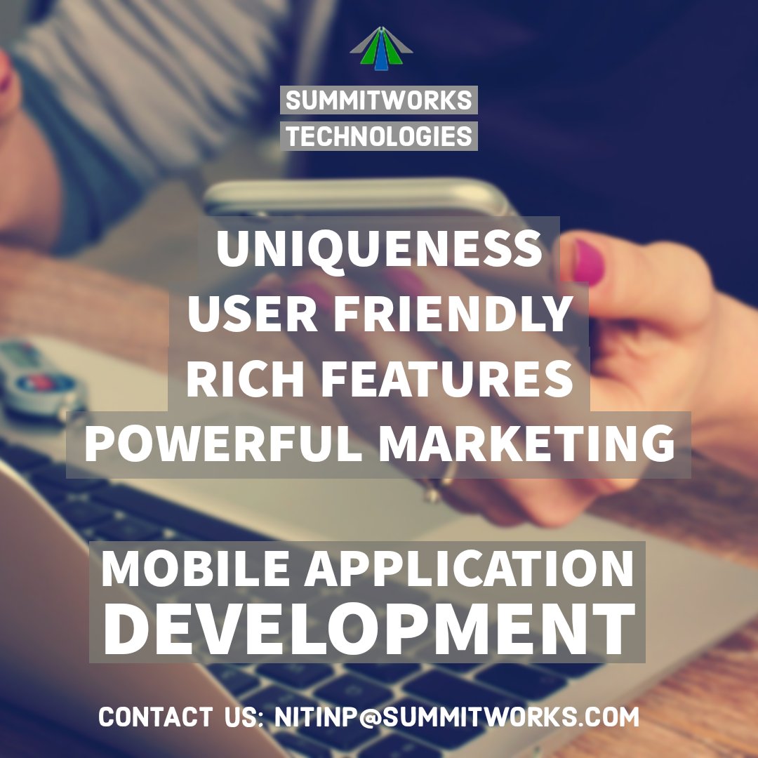 summitworkstech's tweet photo. MOBILE APPLICATION DEVELOPMENT
CUSTOM SOFTWARE DEVELOPMENT

CONTACT US: NITINP@SUMMITWORKS.COM

#logisticsolution
#healthcareapp
#schools
#educationaltechnology
#retail
#manufacturing
#rpo
#kpo
#BPO
#Staffing https://t.co/RTRVkfc3DE