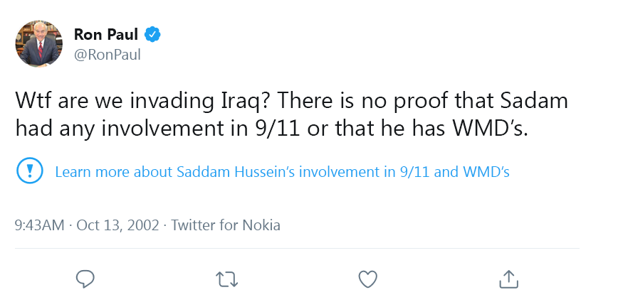 Lukewearechange's tweet photo. If Twitter fact checking would of happened in 2003 https://t.co/hfxNWH9c7c