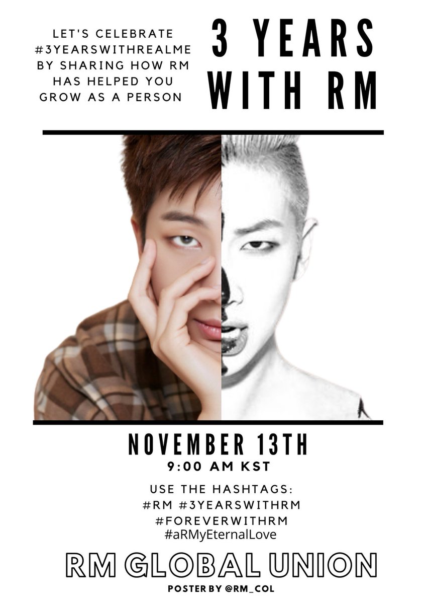 rmchartsdata2's tweet photo. Today marks three years since Namjoon changed his artistic name to #RM
Please no n us to celebrate using the hashtags:
#ForeverWithRM
#3YearsWithRealMe https://t.co/BO98yBWe9A