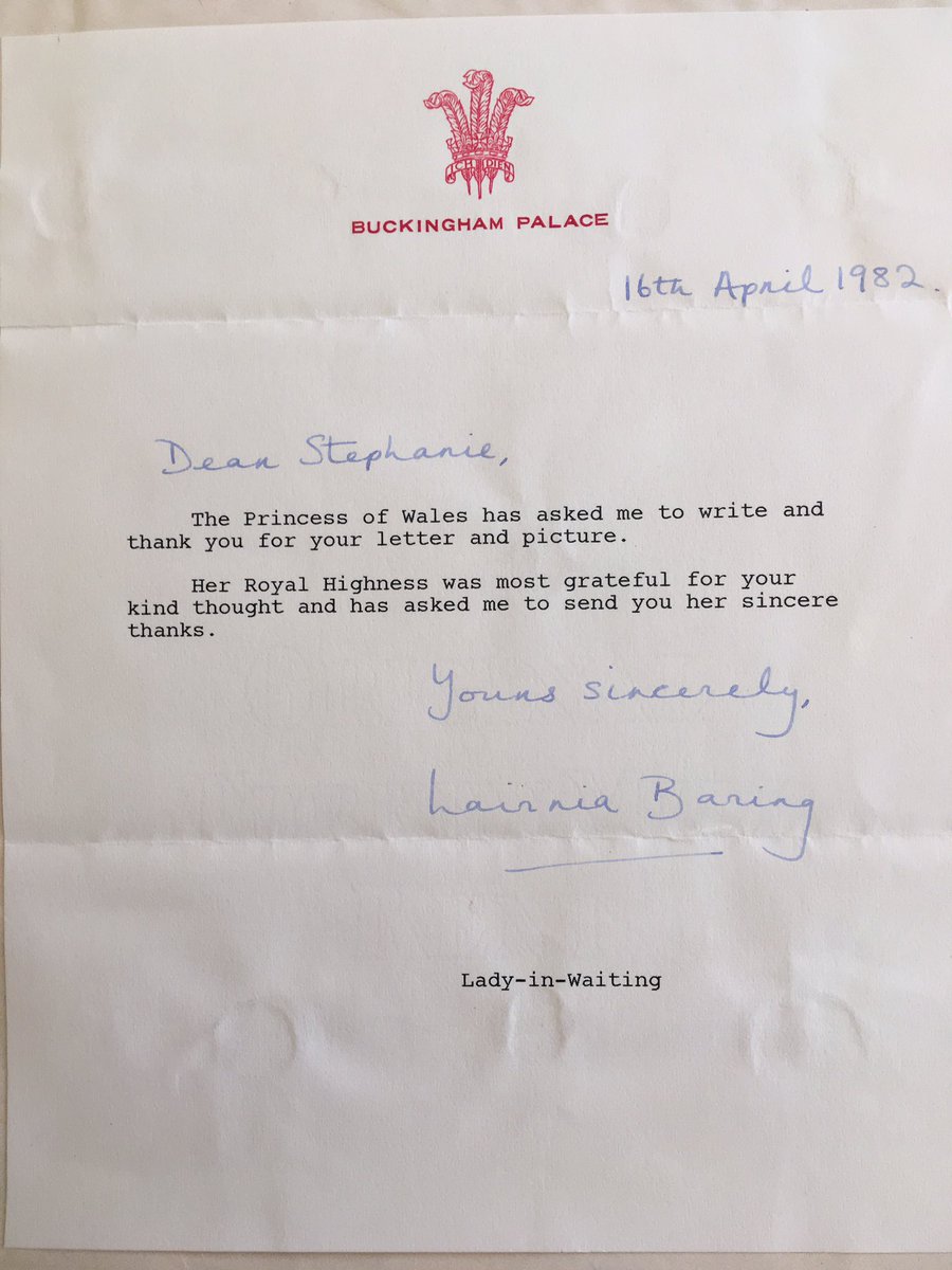 Finally - a lady always spends a certain amount of time each day attending to correspondence. I do not remember what I drew for Diana but I was never more excited than when I received an official reply from the palace.
