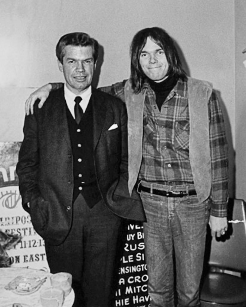 Happy 75th birthday Neil Young!  Here is Neil Young and his father, Scott, in 1969 in Toronto. 