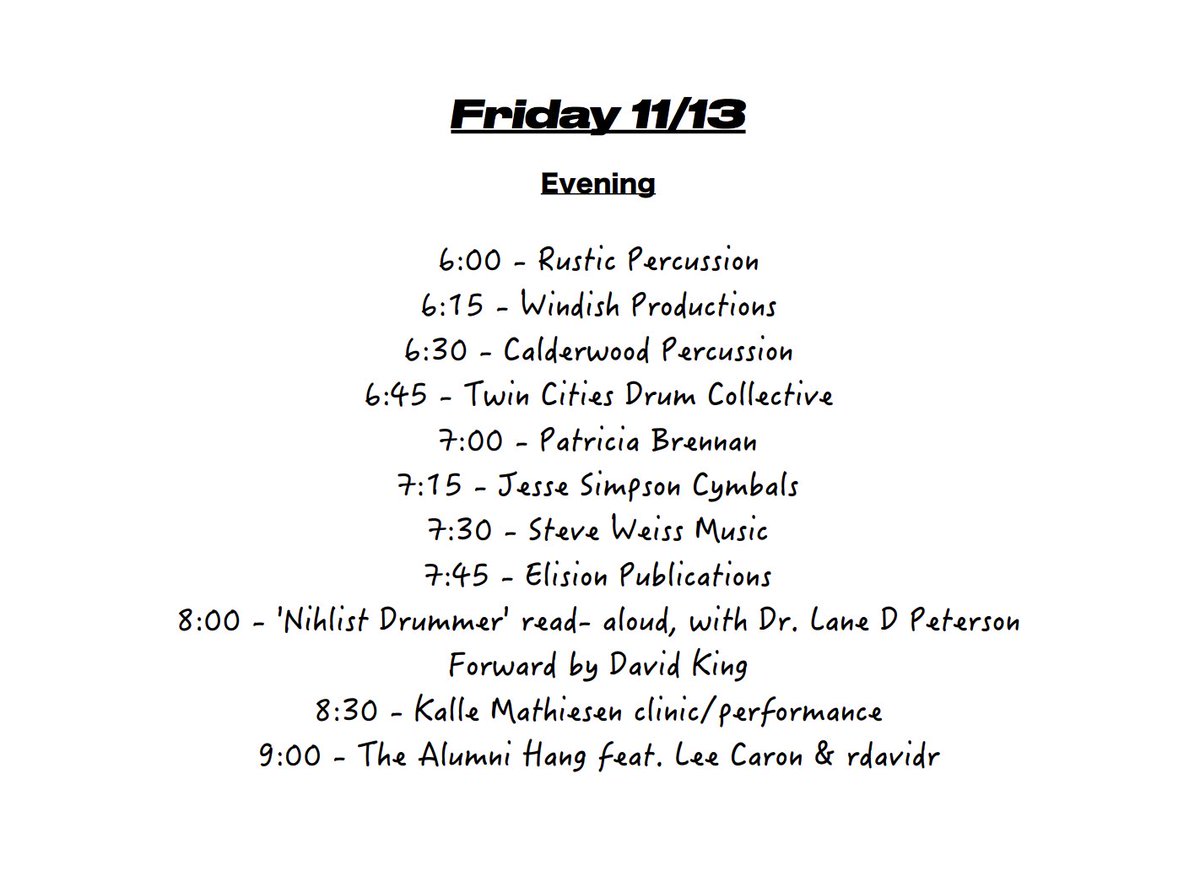 pfvibes's tweet photo. Tomorrow FRI 11/13: Bazaar EXPO 2020! Starts at 6PM, my feature is at 7PM *See schedule below ⬇️ #TuneIn here: https://t.co/jHni2mTZDf See U there! @thirdflbazaar @TwinCitiesDrums @SteveWeissMusic #rusticpercussion #windishproductions #calderwoodpercussion #percussion #NYC #vibes https://t.co/imLXVI999Z