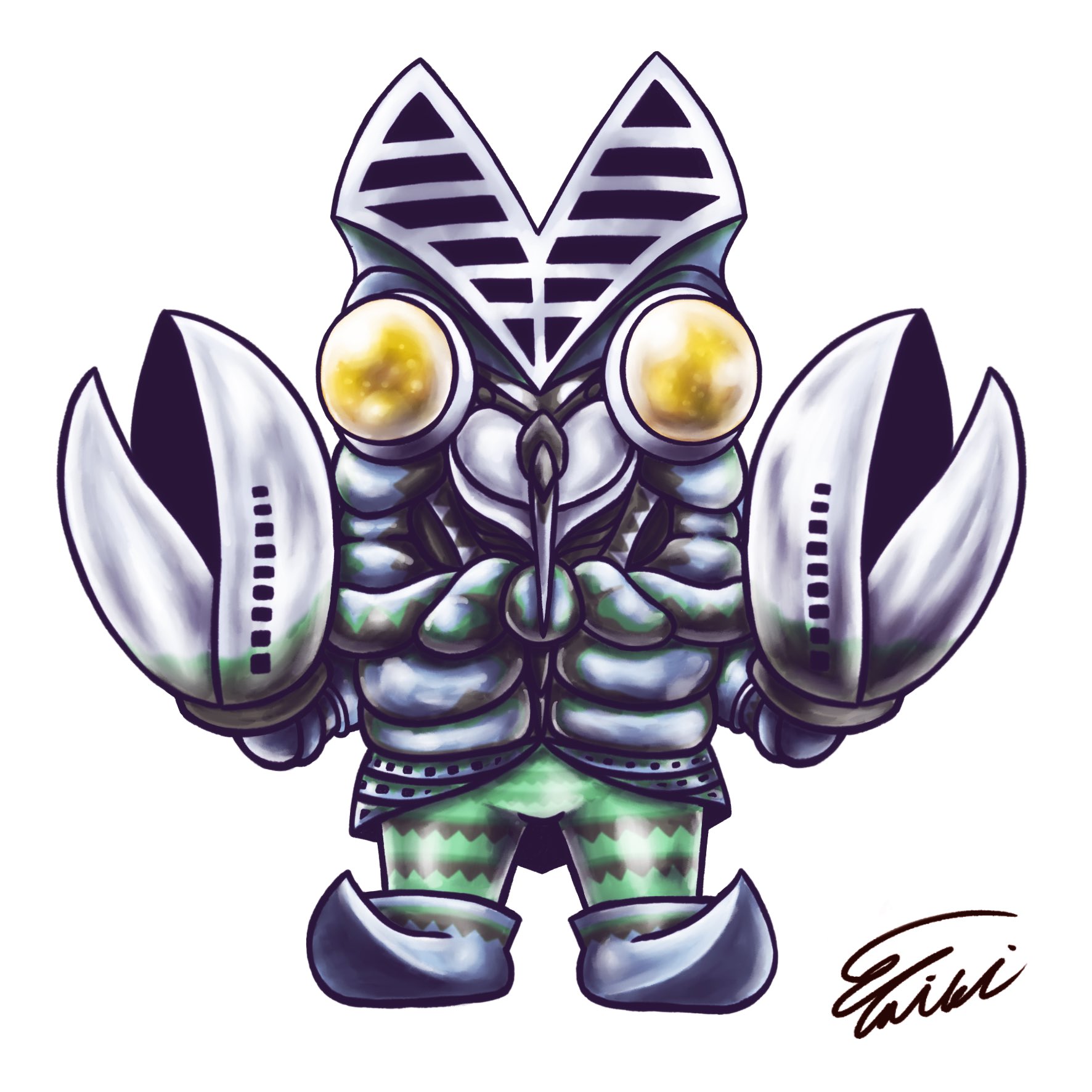 金子大輝 Taiki Kaneko みんなのデフォ絵と等身絵の比較が見たい デフォルメバルタン星人を描いたので 等身絵と並べておきます T Co Ssffank58i Twitter