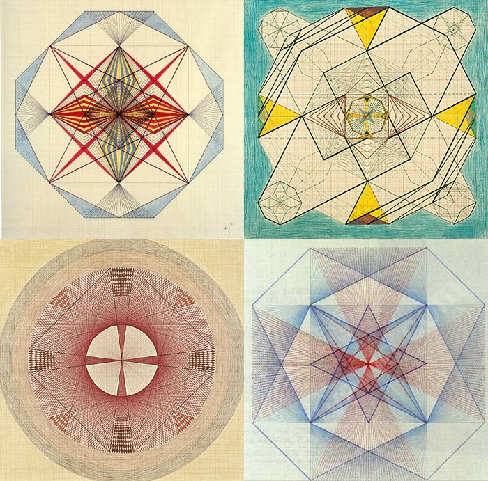 womensart1's tweet photo. Emma Kunz (1892-1963), Swiss healer, visionary and outsider artist who  published three books and produced many drawings #womensart https://t.co/0pV9IfTWGz