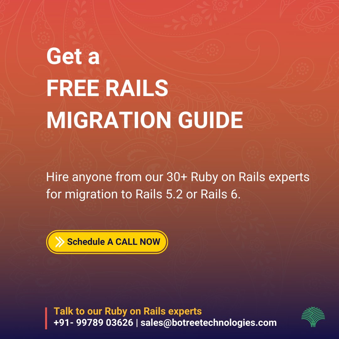BoTreeTech's tweet image. #RubyonRails is the perfect startup #technology.
𝗖𝗼𝗻𝘁𝗮𝗰𝘁 𝘂𝘀 𝗮𝗻𝗱 𝘀𝗰𝗵𝗲𝗱𝘂𝗹𝗲 𝘆𝗼𝘂𝗿 𝗰𝗮𝗹𝗹 𝘁𝗼𝗱𝗮𝘆.
#rails6 #rubydeveloper #rubyonrailsdeveloper #webdeveloper #webappdevelopment #diwali2020 #diwalispecial #diwalidhamaka #diwalioffer #ror #bots #technology