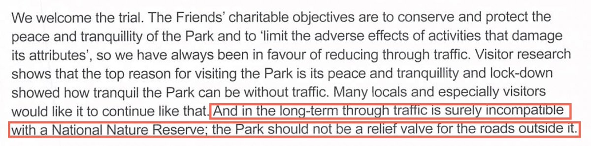 RichmondCycling's tweet photo. ICYMI 16th November @theroyalparks starts its #MovementStrategy Consultation. Here's the #FriendsofRichmondPark view on through traffic, which we agree with. 
#NoThroughTraffic https://t.co/EIOS9IdsSq