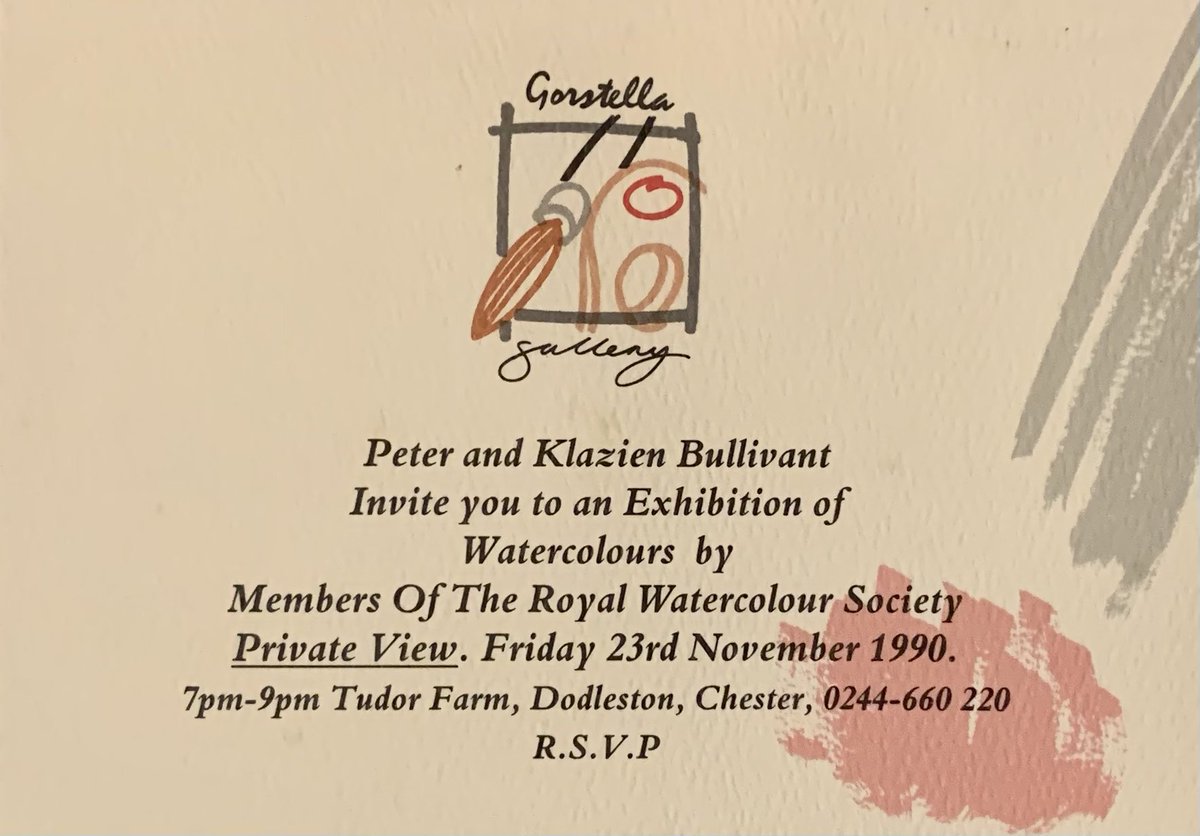 Our first ever invitation back in November 1990! So pleased to include the work of Jenny Wheatley RWS NEAC in our 30th Anniversary Exhibition. Jenny exhibited at Gorstella Gallery’s inaugural Exhibition of watercolour paintings by Members of the Royal Watercolour Society.