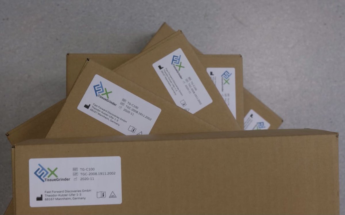 FFXcoveries's tweet photo. Today is a great day. The first #TissueGrinder devices are packaged up and being sent to customers. What’s in the box? Enzyme-free, gentle and efficient tissue dissociation in minutes. Take a look here https://t.co/6vsI7BD6bo https://t.co/w3iCp91TMT
