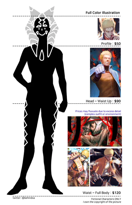 ✨COMMISSION NOW AVAILABLE✨
Please check following sheet below.
?커미션 열었습니다! 슬롯은 제한적으로 받고있으며 완성기간은 10주이내입니다. 달러>원화로 볼땐 뒤에 0 빼고 봐주시면 감사하겠습니다. DM혹은 메일로 신청바랍니다? 