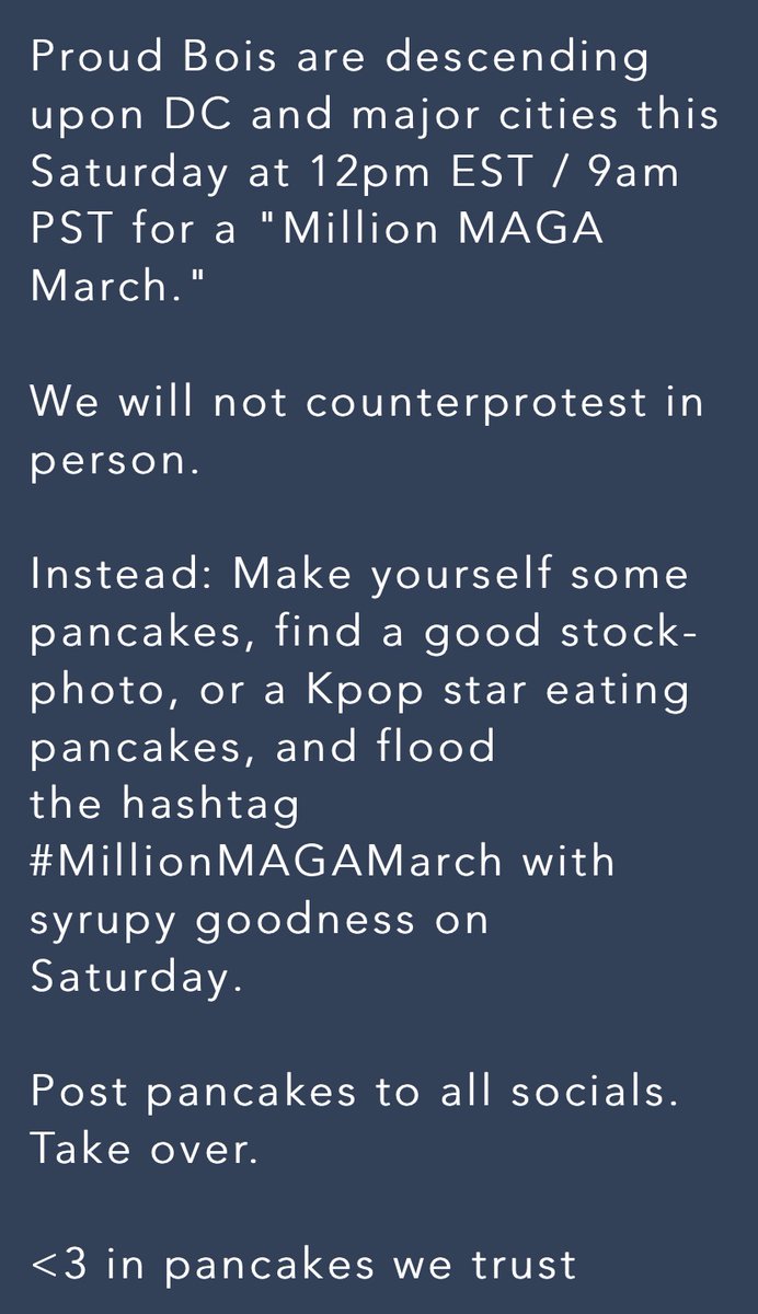brianwynne100's tweet photo. No pancakes for fascists
#MillionMAGAMarch #MillionMAGAMarch2020 #StopTheSteaI 
#MillionMoronMarch 
#makeamericapancakesagain https://t.co/2mwJOrb4ab