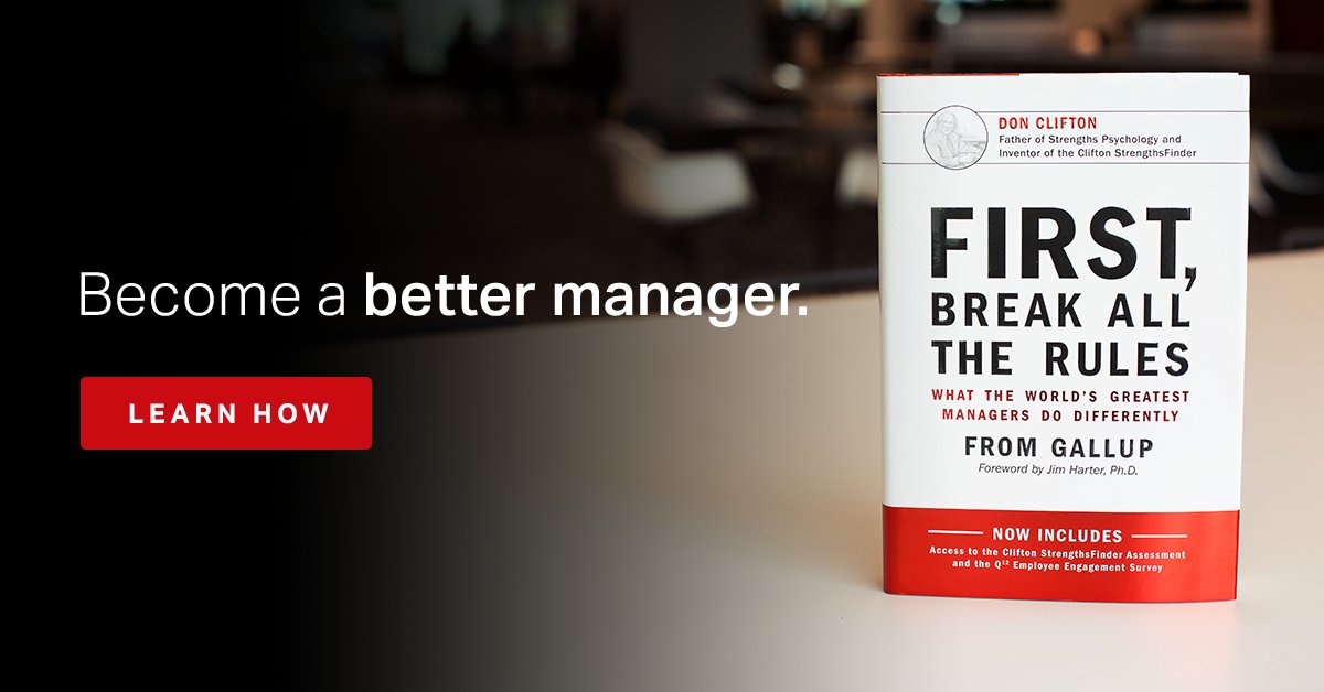 HCIBusiness's tweet photo. .@Gallup Press presents the remarkable findings of its revolutionary study of more than 80,000 managers, in #FirstBreakAllTheRules, revealing what the world’s greatest managers do differently. Get your copy here: https://t.co/VfsxUhylUO or at a bookstore near you.
#BookTwitter https://t.co/ihhzlB76Ra