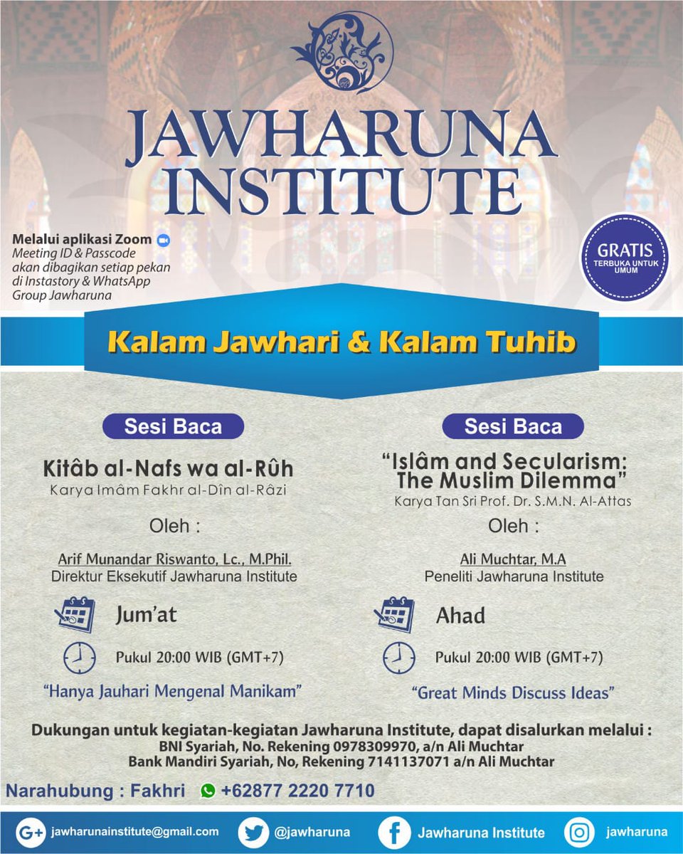 jawharuna's tweet photo. https://t.co/SDW2mJxyNp

https://t.co/qRkGPcXU5B

#kalam #kalamjawhari #kalamtuhib #kajian #daras #session #indonesia #malaysia #singapura #melayu #nusantara #islam #alrazi #alattas https://t.co/YIkFXJj7Vo