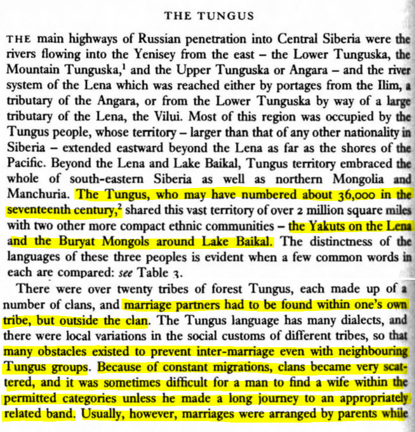Marriage practices of the Tungus. The word "shaman" is of Tungus origin. The Tungus did not bury their dead.
