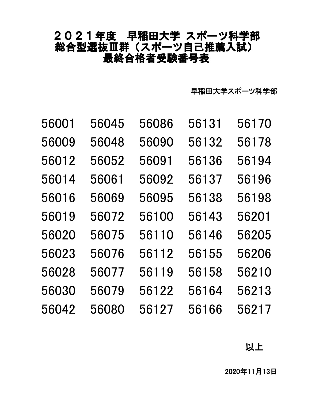 Kenji K なお スポーツ自己推薦 の合格者も出ています こちらは番号のみ公表で 具体的に誰が合格したかは分かりません もしかしたら時間を置いて早稲田スポーツの紙面に出るかも T Co Tglu6yukpg Twitter