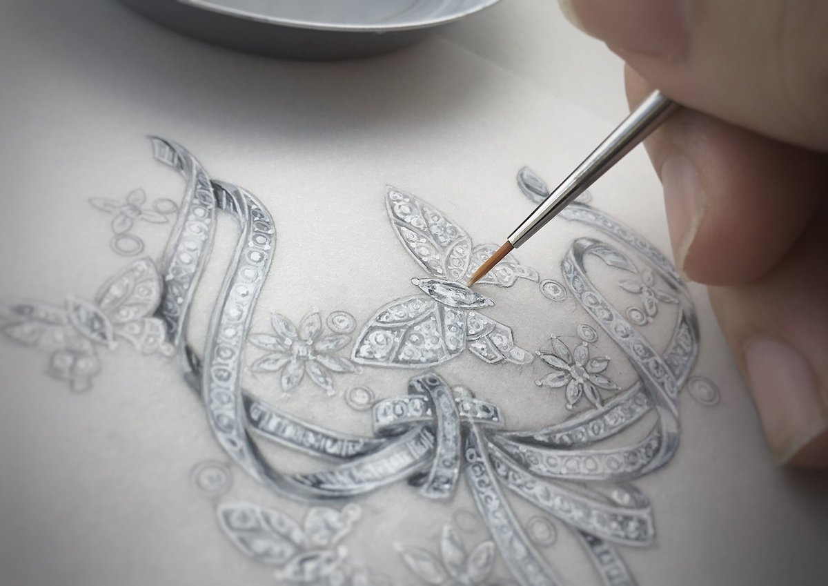 Taiki パリ在住ジュエリーデザイナー リボンと蝶 風や空気は目で見る事ができない物ですが それを連想するアイテムを選択する事で その姿を無意識にイメージさせる事ができます このデザインではリボンと宙を舞う蝶により空気や風を描いています