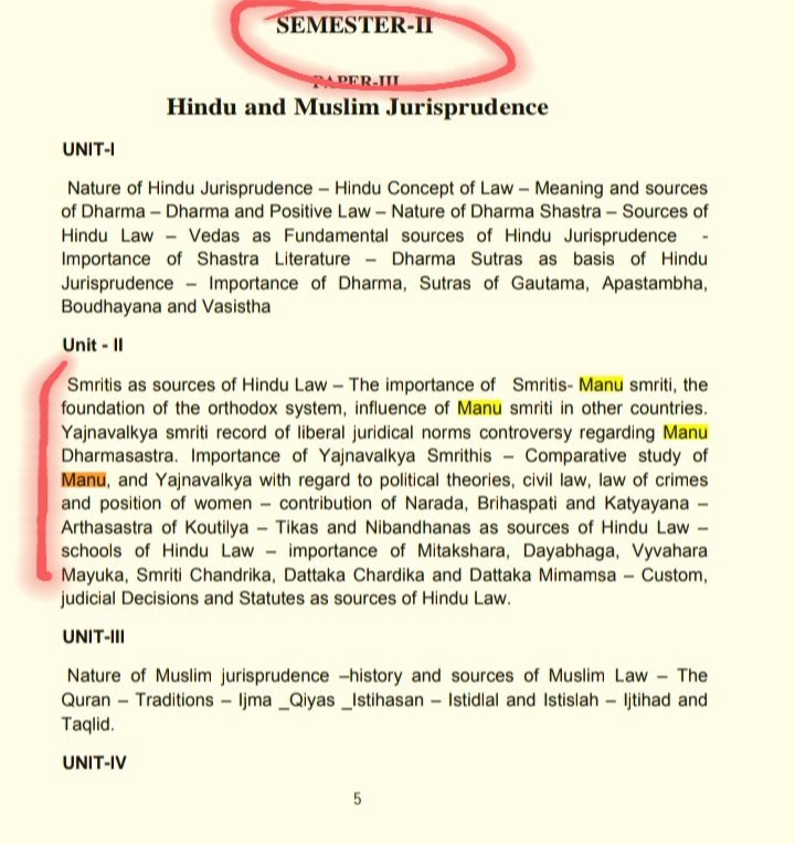 6/n P.S. 13/11/20...Just Look at the Syllabus of Leading India LAW COLLEGES.Could You Spot MANUSMRITI & other Dharma Shastras