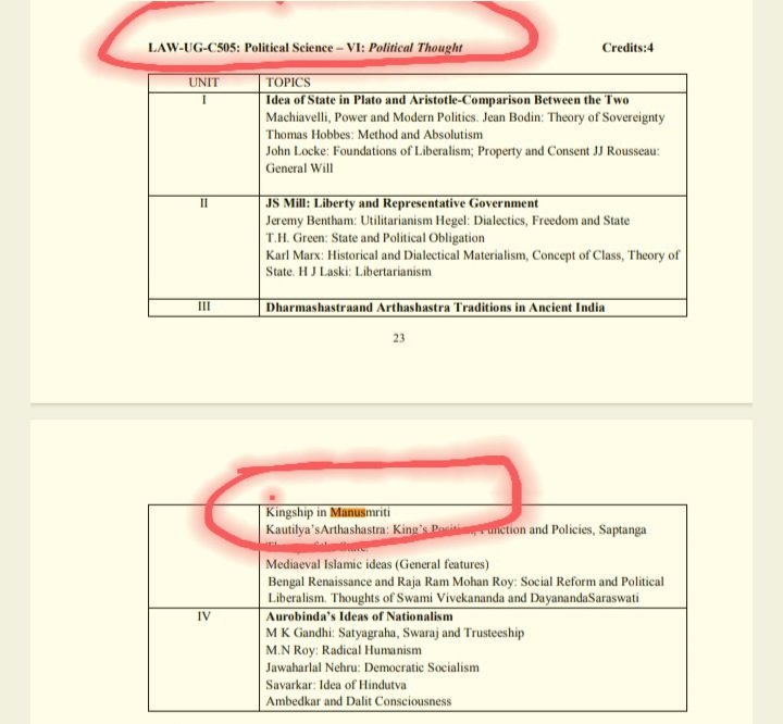 6/n P.S. 13/11/20...Just Look at the Syllabus of Leading India LAW COLLEGES.Could You Spot MANUSMRITI & other Dharma Shastras