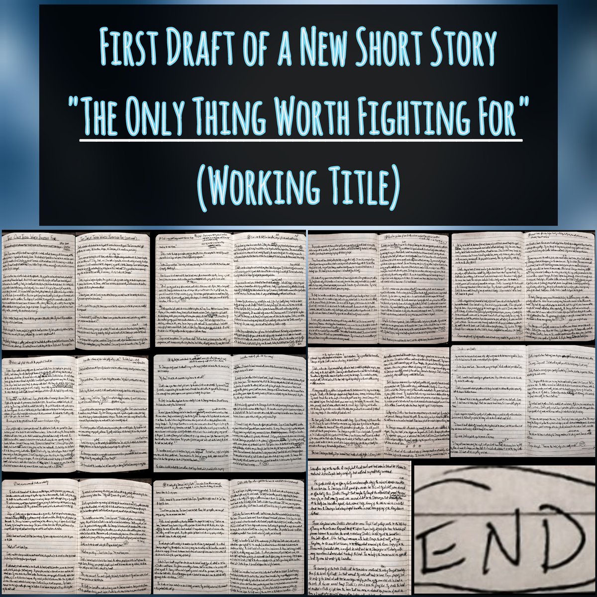 paul_e_costa's tweet image. This is the story that goes with the illustration in my most recent post. As with many of my titles, this is from a song (this one by Lera Lynn). 

#firstdraft #draftone #storyfinished #writing #writer #writinglife #writerslife #writersnotebook #notebook #longhand