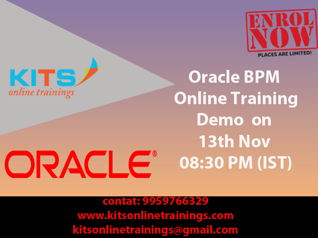 kits_trainings's tweet image. #Kits Online Trainings invites you to enroll for the free demo session on #Oracle_bpm by live industry experts on 13th Nov 08:30PM(IST)
pst.cr/gUcKY
#oracle #bpm #oraclebusiness #oracleprocess #oraclecourse #kits
Email : kitsonlinetrainings@gmail.com
phone: 9959766329