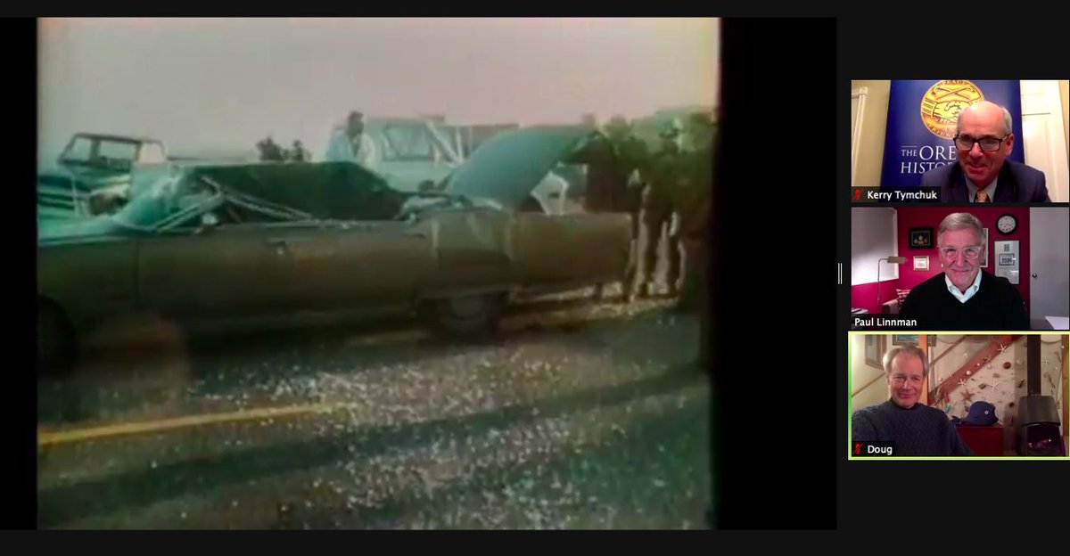 LynneKelly's tweet image. This car was parked a quarter of a mile away when it its roof was caved in by flying whale shrapnel. The guy had just bought the car from a dealership that had a &quot;Get a Whale Of a Deal&quot; sign 
#ExplodingWhale