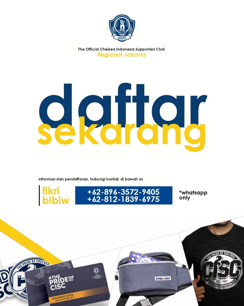 CISCjakarta's tweet photo. CISC JAKARTA OPEN MEMBERSHIP 2020-2021
Mulai 10 Nov - 10 Des 2020
GOLD TIER : 150rb + 10rb ongkir
-OFFICIAL T-SHIRT CISC
-WAIST BAG
-MEMBER CARD
-STICKERS
BLUE TIER : 50rb + 10rb ongkir
-MEMBERCARD
-STICKERS
CP : Fikri +62 896-3572-9405
#MembershipCISC2020 #CISCJKT https://t.co/pLW2WGjWTV
