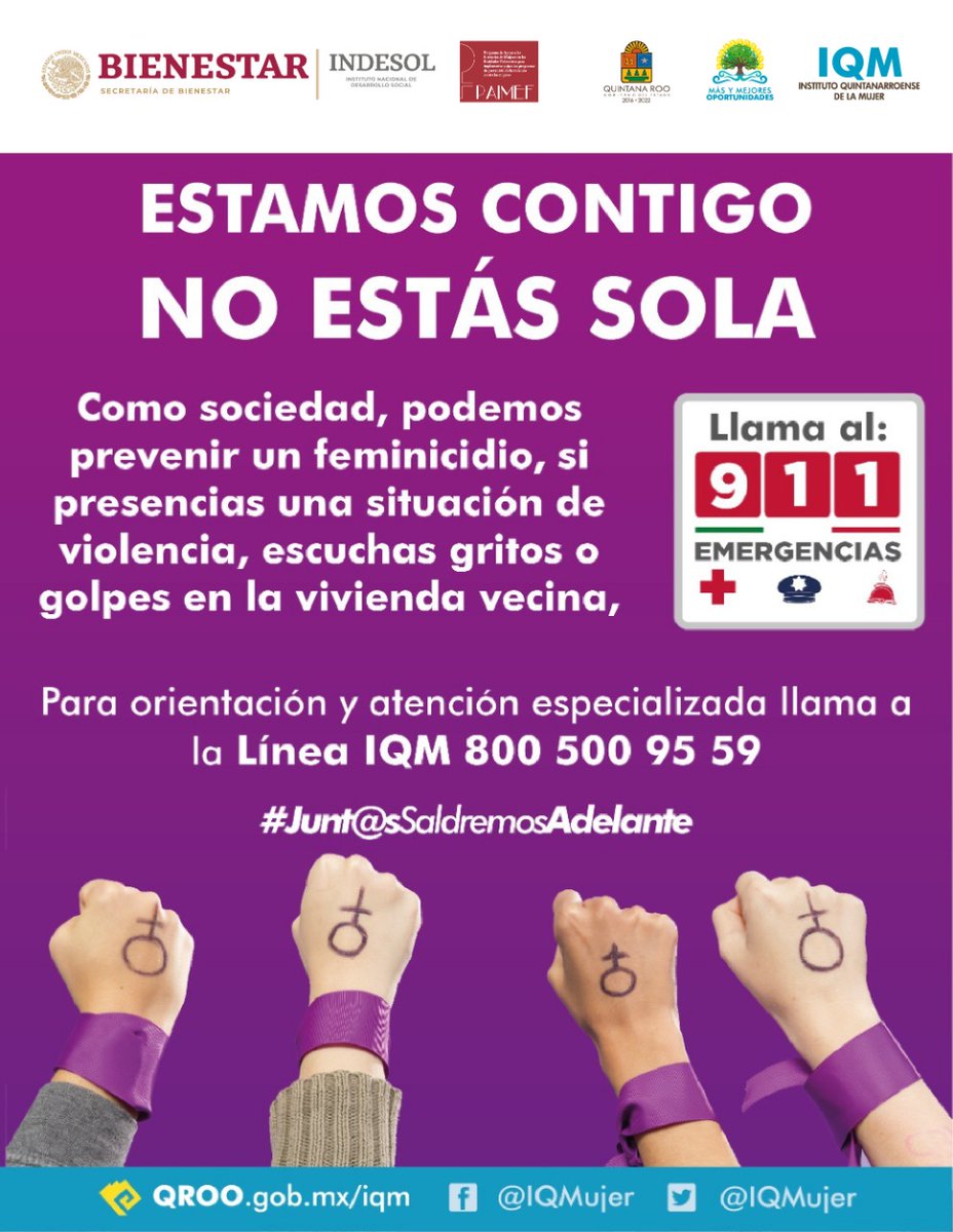 #CarlosJoaquinApoyaALasMujeres con la creación de líneas de atención ciudadana para mujeres en caso de una situación de peligro o agresión. Te comparto el número del IQM 📞 800 500 95 59 para recibir orientación y atención especializada.
#NoEstasSola #JuntosSaldremosAdelante