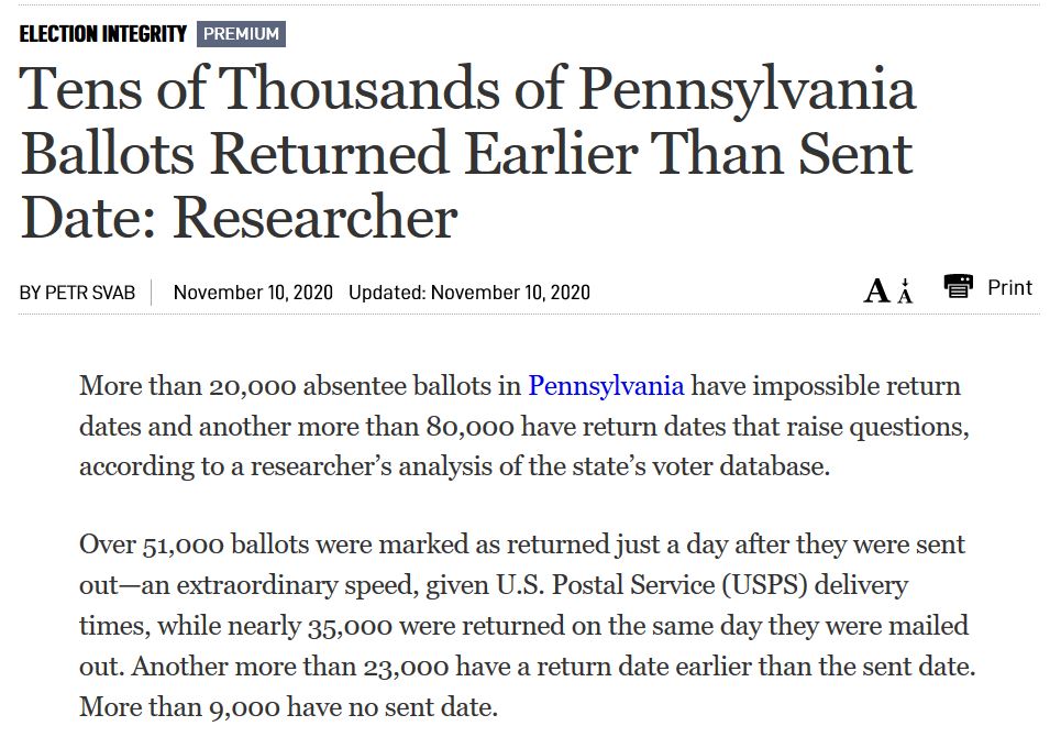 7) Straight-up fake ballots filled out by fake people en masse by organized process (yes, enought to make a difference), and all leaning one way.
