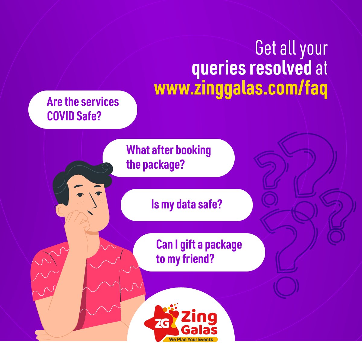 zinggalas's tweet photo. As a client, you must have many doubts and queries in your mind. We have got answers to all of them. Visit https://t.co/DNT324Dry8
.
.
.
#ZingGalas #PartyHaqSe #EventManagement #Wedding #Birthday #HouseThemeParties #CelebrationForAll #VirtualCelebration #Celebration #Party https://t.co/Io3IaVb9mY