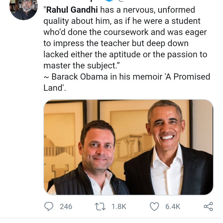 shady_indian's tweet photo. @rahulroushan @BarackObama thanks for the handle gonna follow barack obama for spitting facts about Rahul Gandhi being incompetent @BarackObama https://t.co/2oRbv2j64m