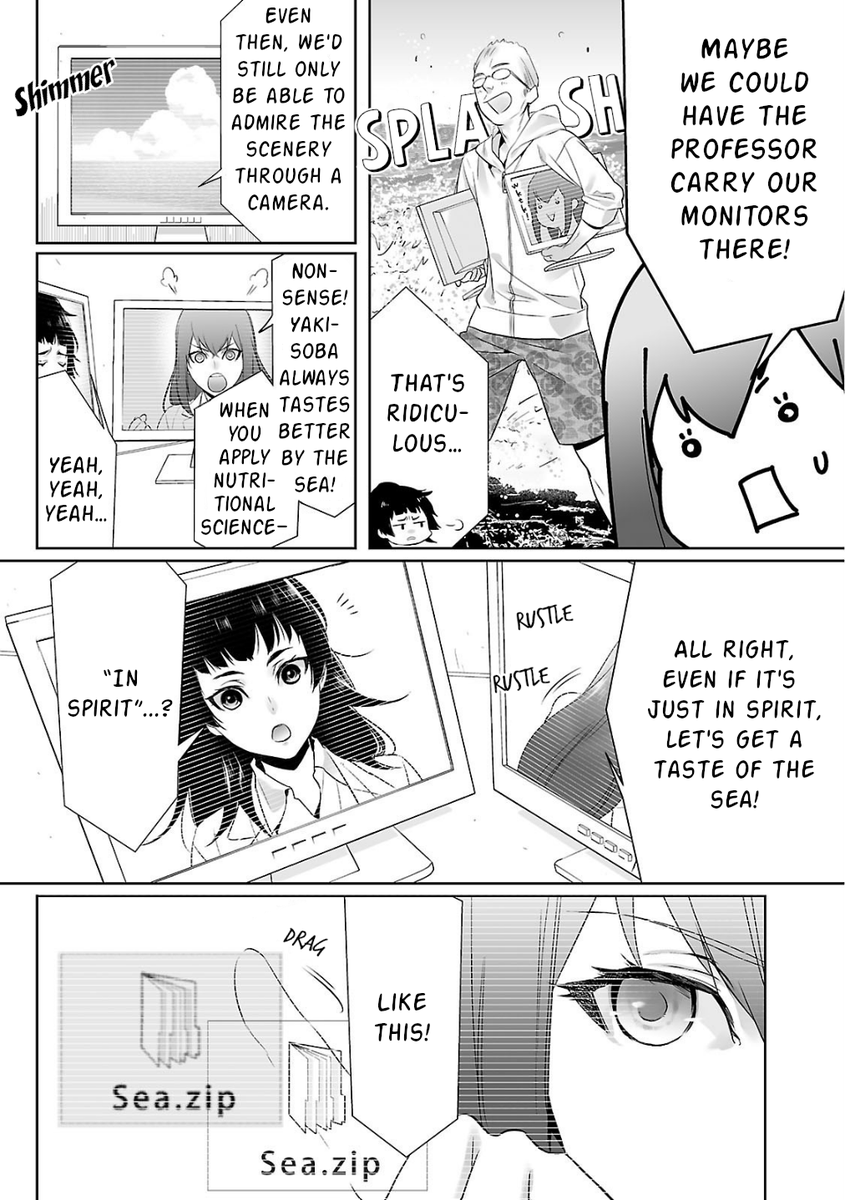 ns2c_'s tweet photo. Behold the beach bods of the digital duo! Amadeus Kurisu is determined to visit the beach, and she'll bring her cute upperclassman with her whether she likes it or not!
A newly-translated side story from the #SteinsGate Epigraph Trilogy is now available to read. Enjoy! https://t.co/i16rXHALIZ