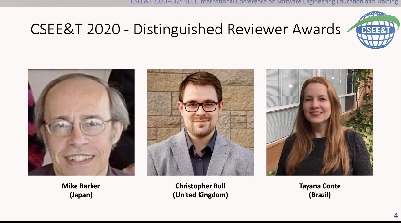 TayanaConte's tweet image. Very happy and honored to receive a distinguished reviewer award at @CSEETconf. Thank you #cseet2020
It's a pleasure serving the CSEE&T Program Committee