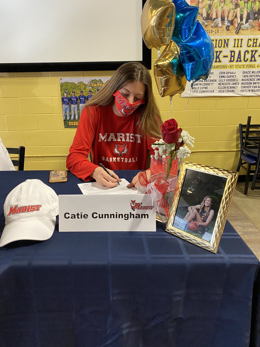 mcunning16's tweet photo. We are so proud of you Catie!  Your hard work, dedication to your team, and love for the game has given you amazing opportunities. Officially signed her NLI.  #MaristWomensBasketball #FutureRedFox https://t.co/LCo2oaHZ2j