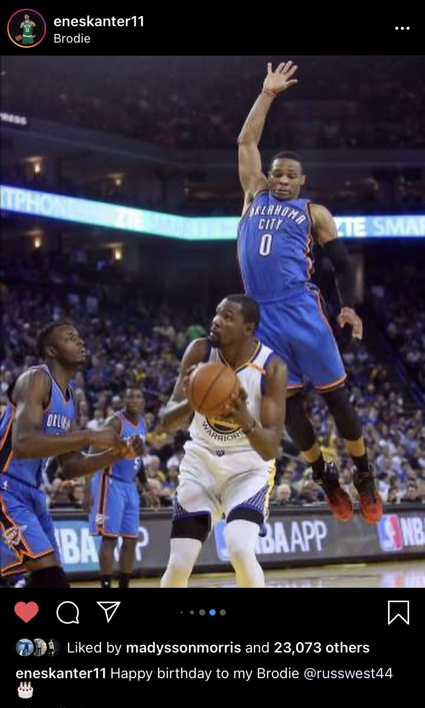 This picture in happy birthday Instagram post to Russell Westbrook has me   