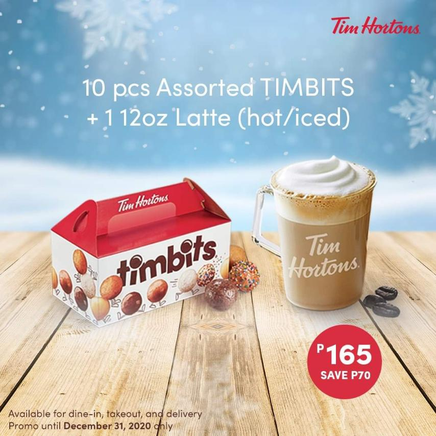 lawrencium03's tweet photo. We have Christmas Treats for you! π Save up to PHP200 by buying by your favorite Timbits, paired with a hot or cold latte.
Available via dine-in, takeout, and delivery. Promo until December 31, 2020 only. #TimHortonsPH https://t.co/v47noZUwzh