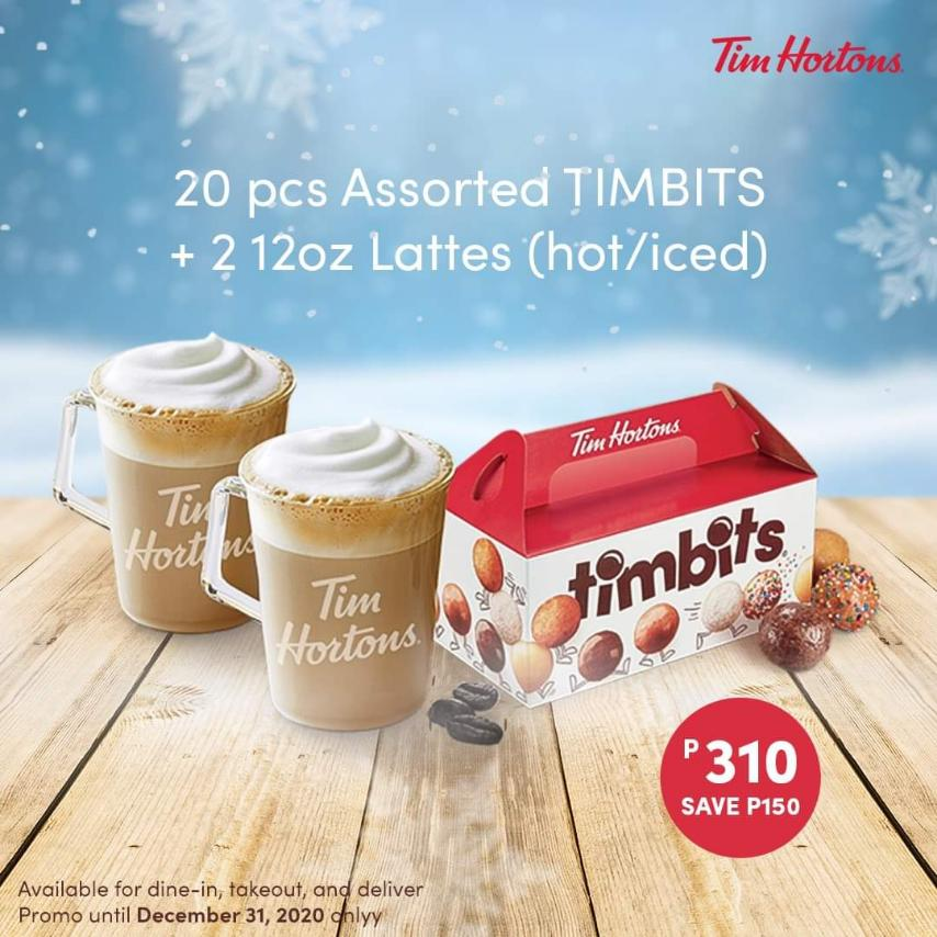 lawrencium03's tweet photo. We have Christmas Treats for you! π Save up to PHP200 by buying by your favorite Timbits, paired with a hot or cold latte.
Available via dine-in, takeout, and delivery. Promo until December 31, 2020 only. #TimHortonsPH https://t.co/v47noZUwzh