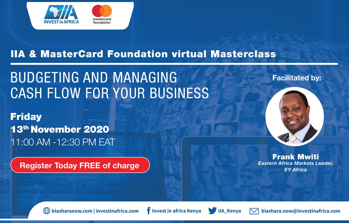 IIA_Kenya's tweet photo. Budgeting is imperative for enterprises to monitor their financial status and choose business models. As a business leader, how can you manage your business cash flow?

Join this conversation in #IIAMasterclass on #SMEbudgeting 

Registration link: https://t.co/lDjbi5hO0E https://t.co/Spouufsm9j