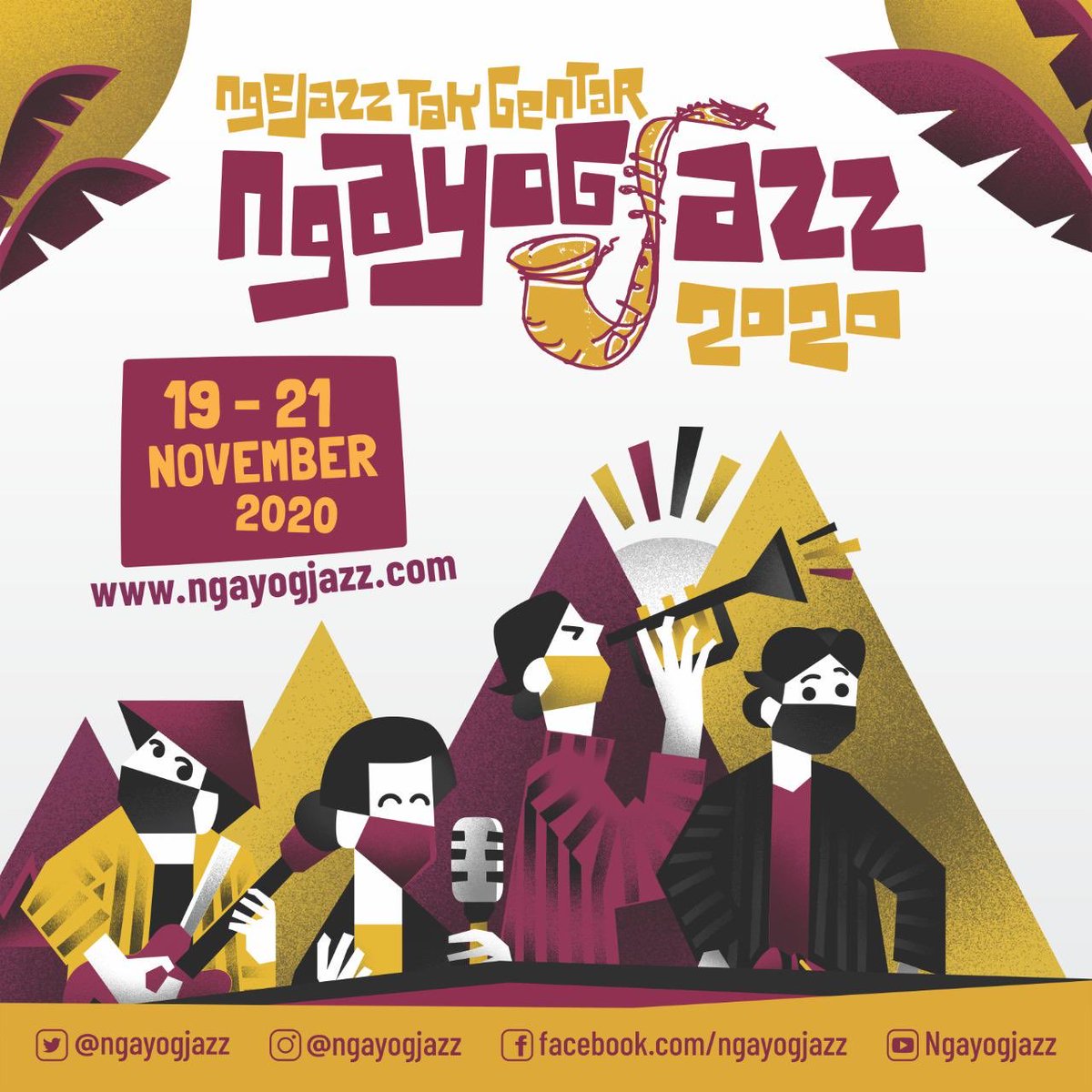 Atas petunjuk dan rahmat Tuhan Yang Maha Esa, Rapat Paripurna Anjay (Anak Jazz Yogyakarta) menetapkan bahwa Ngayogjazz 2020 versi Tatanan Baru “Ngejazz Tak Gentar” akan diselenggarakan selama 3 hari:

19-21 November 2020, bertempat di rumah masing-masing penonton secara daring.