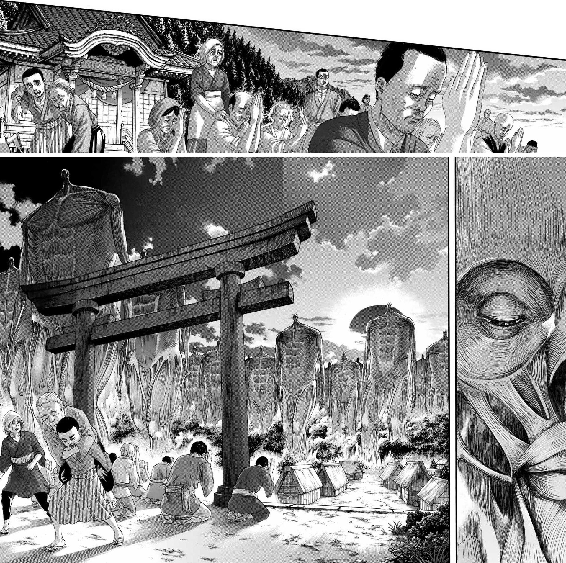 Moon エレンにキスするミカサを見守る始祖ユミル 122話と重なりますね これで未練を解消し成仏するのでしょうか 進撃の巨人 138話 進撃の巨人 Shingeki 138 T Co Bfu7y9tkq4 Twitter