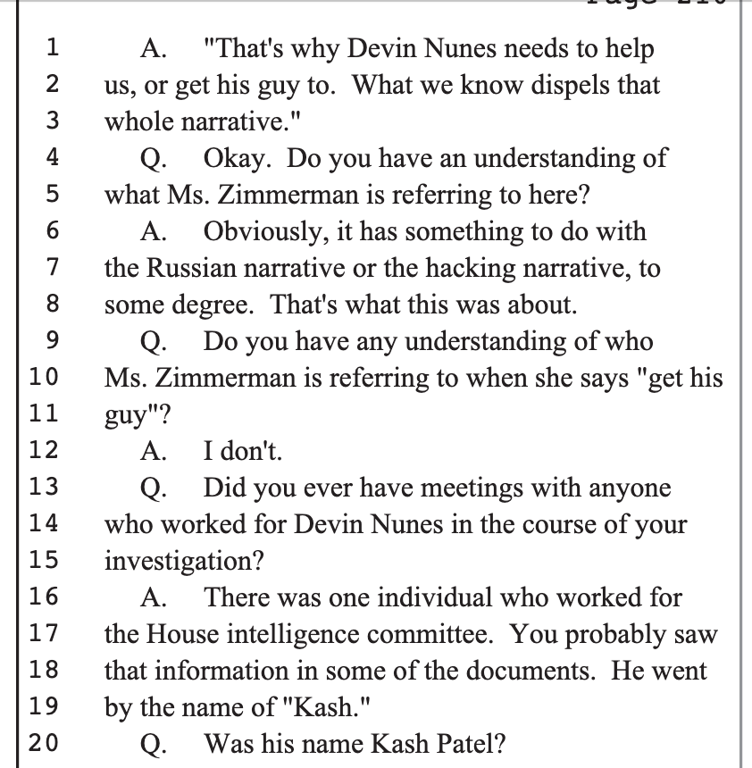 Specifically, Devin Nunes' assistant Kash Patel was involved, who now runs policy at the DoD. 2/