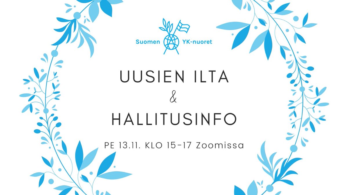 YKnuoret's tweet photo. Tänään kello 15 Zoomissa YK-nuorten uusien ilta 🇺🇳♻️

Lisätietoja Facebook-tapahtumasta! https://t.co/G3DRejmIxc https://t.co/GfJCXSQH6d