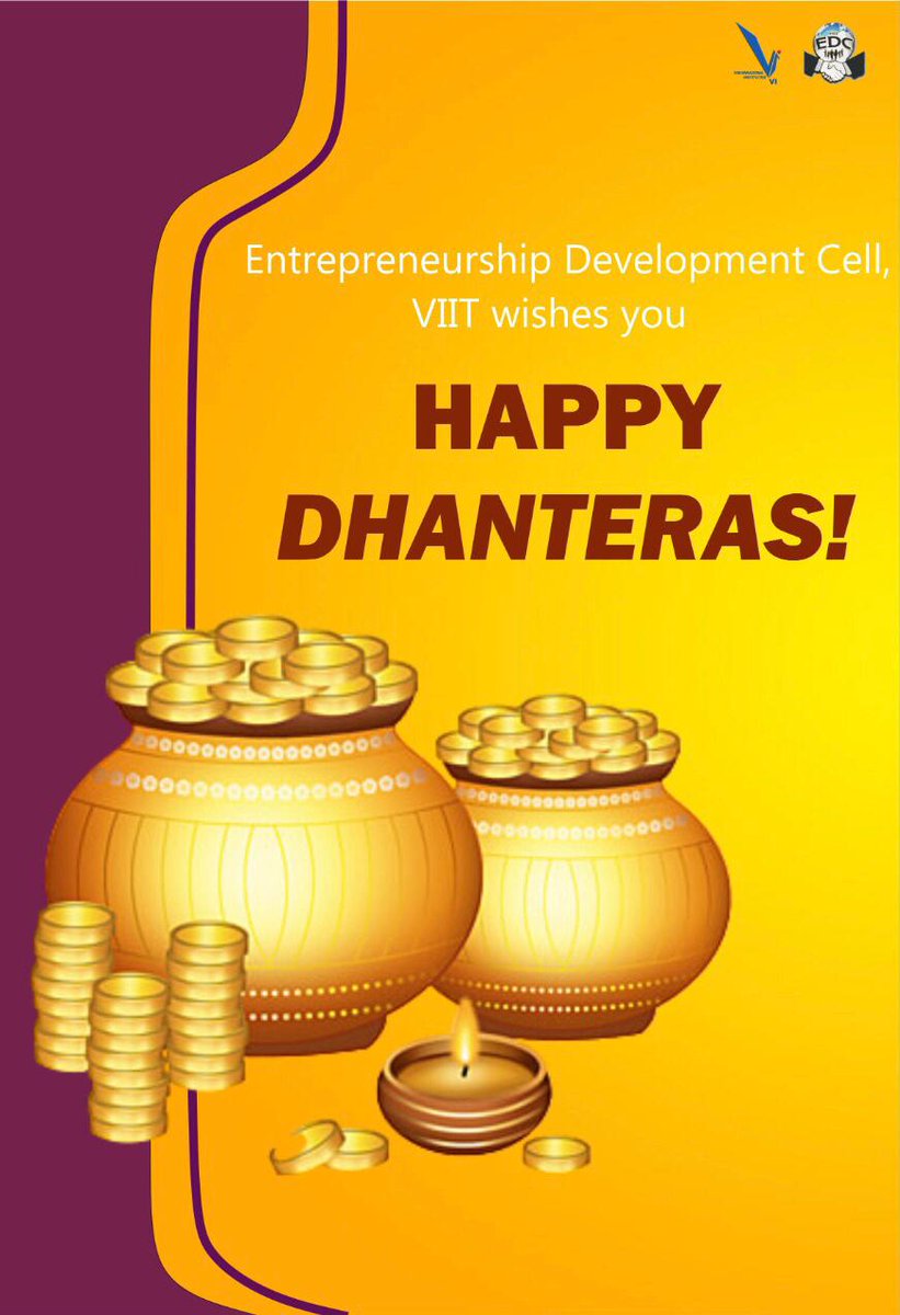 edcvit's tweet photo. The word Dhanteras is made of two words - Dhan which means wealth, and Teras which means 13th lunar day of Krishna Paksha. The god of wealth Kuber is worshipped on this day. EDC, VIIT wishing you a prosperous and healthy dhantrayodashi.
#HappyDiwali | #HappyDhanteras https://t.co/yabydhJVWj