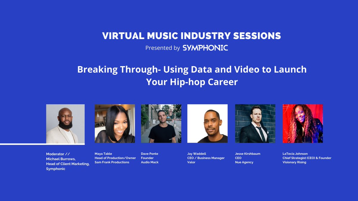 symphonicdist's tweet photo. LIVE NOW #MISessions Using Data & Video to Launch Your #HipHop Career // Learn how to attract viewers, market & monetize a video to maximize its revenue ft. @MayaTable @LateciaRising @audiomack @JesseKay @1VAL0R @AMZN_Doc_Ock. 💯 Watch Now! https://t.co/KTaxFyZg6Y https://t.co/98seCZN74Y