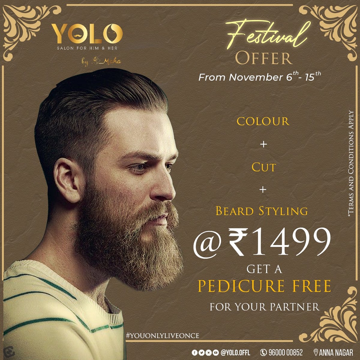 yolo_offl's tweet photo. Get this useful Combo at 1499 and Get a Pedicure free for you partner Only on #YOLO
,
Festive Offer Valid till 15th of Nov
.
#Youonlyliveonce #yolo #annanagar #salonsofchennai #haircolours #haircut #beardstyling #mac #balmain #combooffer #conzeptnote https://t.co/4um67vOu1r