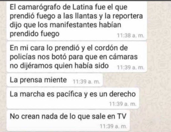 in the other hand, most of the news are trying to blame violence in the people that protest, saying they were violent since the first moment when that’s not what’s happening. the press even set fire to some wheels and then blame it on the people