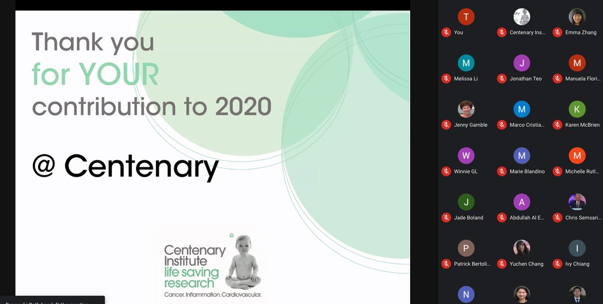 CentenaryInst's tweet photo. What a fantastic day of science, talks and awards at today's @CentenaryInst symposium! A big thank you to everyone who attended, participated or helped co-ordinate this amazing virtual get-together. #CelebratingCentenary #CentenaryConnecting #UnderstandingDisease #FindingCures https://t.co/ipiP9eSdFr